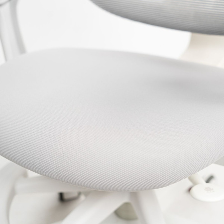 Кресло детское Ergosmart Antey, ткань, пластик, корпус белый, подставка для ног, с чехлом розовым, серый