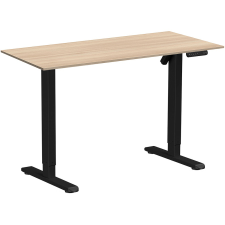 Стол с электроприводом WellDesk Basic 1300x675х18, черный, акация лэйкленд