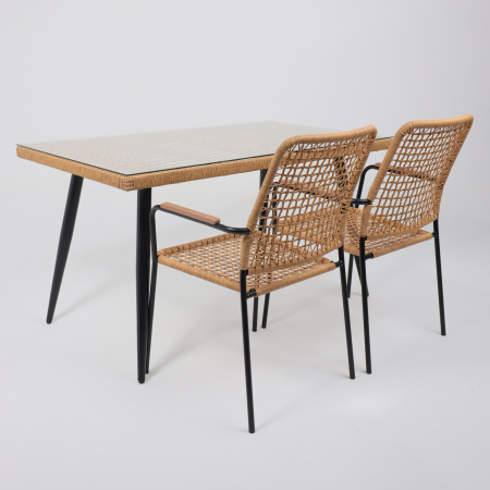 Кресло садовое AksHome BERGAMO, PE искусственный ротанг, черный, коричневый