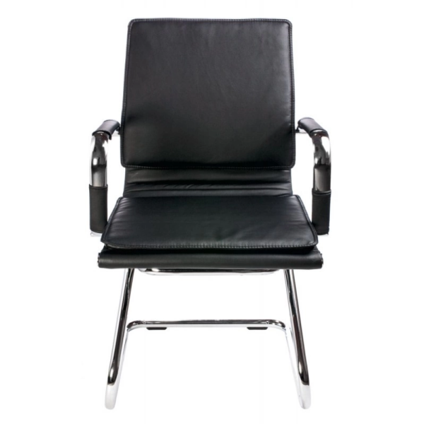 Кресло на полозьях "Бюрократ Ch-993-Low-V", экокожа, черный, металл хром