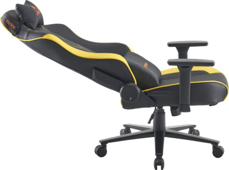 Кресло игровое EVERPROF Rapid, экокожа, черный, желтый, крестов. металл