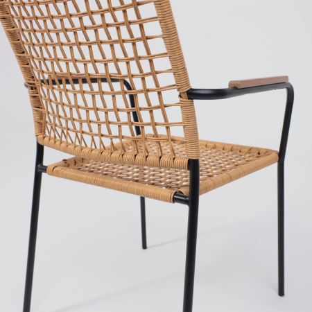 Кресло садовое AksHome BERGAMO, PE искусственный ротанг, черный, коричневый