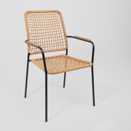 Кресло садовое AksHome BERGAMO, PE искусственный ротанг, черный, коричневый