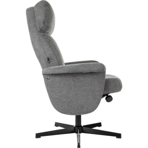 Кресло мягкое Бюрократ Baron, ткань, серый, металл, с пуфом Кресло мягкое Бюрократ Baron, ткань, серый, металл, с пуфом