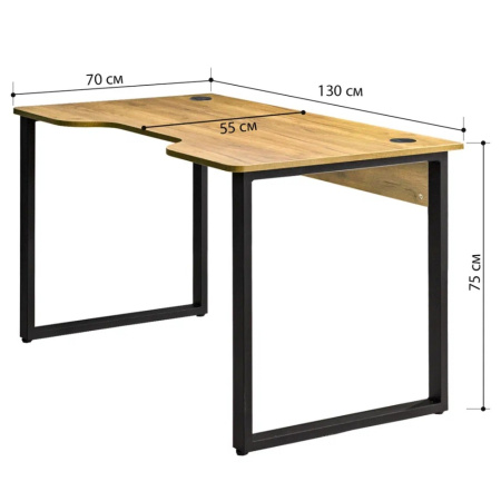 Стол компьютерный игровой Millwood Лофт Гонконг (ДТ-3), 1300x700 мм, дуб золотой крафт, черный