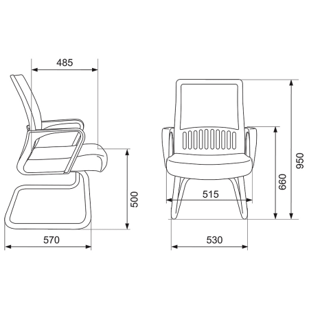 Кресло на полозьях Бюрократ "MC-209", сетка, ткань, металл, черный