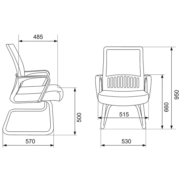 Кресло на полозьях Бюрократ "MC-209", сетка, ткань, металл, черный