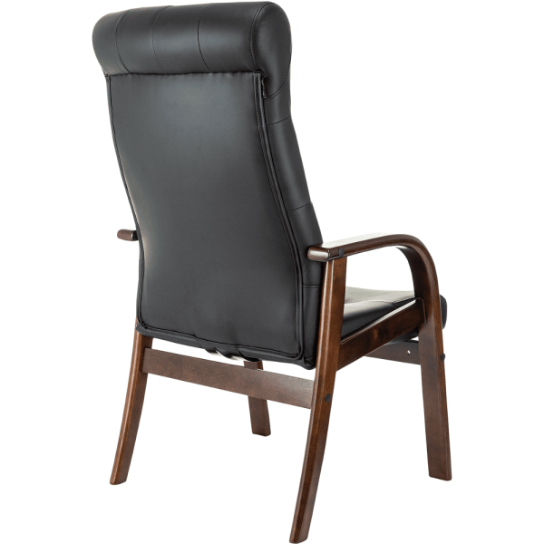 Кресло Бюрократ T-9928WALNUT-CF, натуральная кожа, черный, каркас дерево