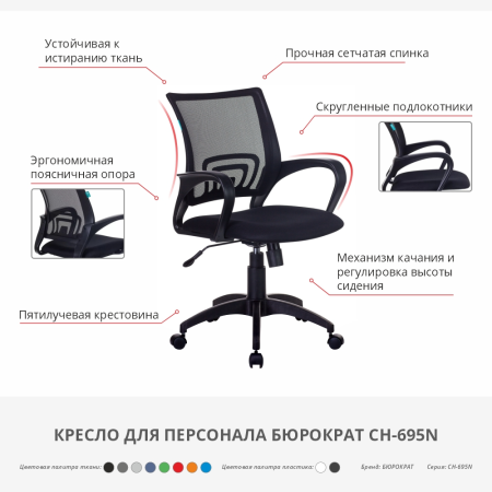 Кресло компьютерное Бюрократ CH-695N/BL/TW-11, синий Кресло компьютерное Бюрократ CH-695N/BL/TW-11, синий