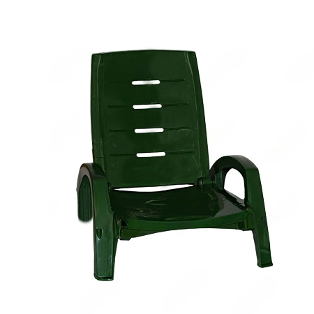 Шезлонг складной на колесах, пластик, темно-зелёный