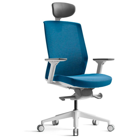 Кресло компьютерное Bestuhl J1, рама белая, голубой