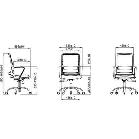 Кресло для персонала SitZone "U-0385 CH", ткань, хром, черный