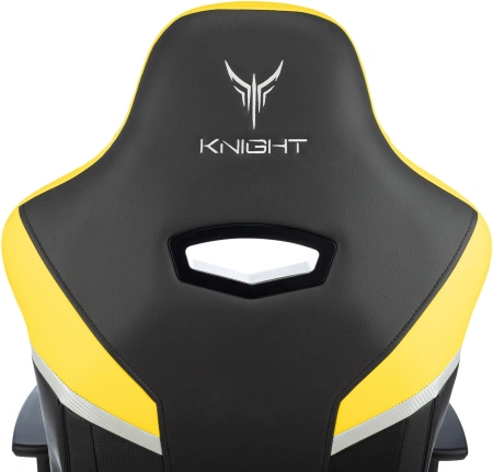 Кресло игровое Бюрократ Knight Thunder 5X, экокожа, черный, желтый