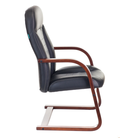 Кресло на полозьях Бюрократ "T-9923WALNUT-AV" натуральная кожа, дерево, черный