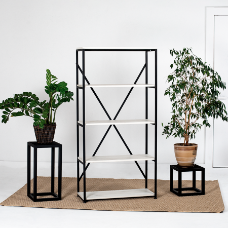 Стеллаж Loft CH-1, черный, белый крафт