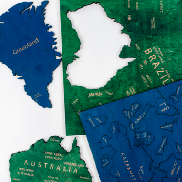 Декор на стену "Карта мира" многоуровневый, XXL 3141, цветной, 100х181 см