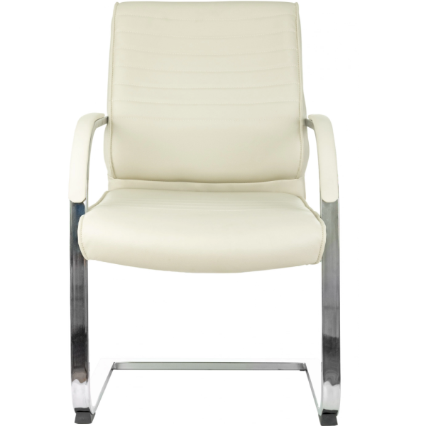 Кресло на полозьях "Бюрократ T-8010-LOW-V", экокожа, слоновая кость, металл хром