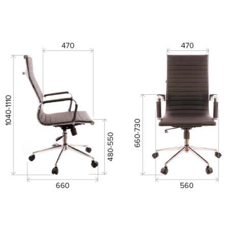 Кресло компьютерное EVERPROF Rio Т, экокожа, хром, черный