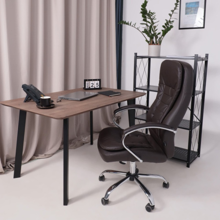 Кресло компьютерное AksHome Richard new, экокожа, металл, коричневый