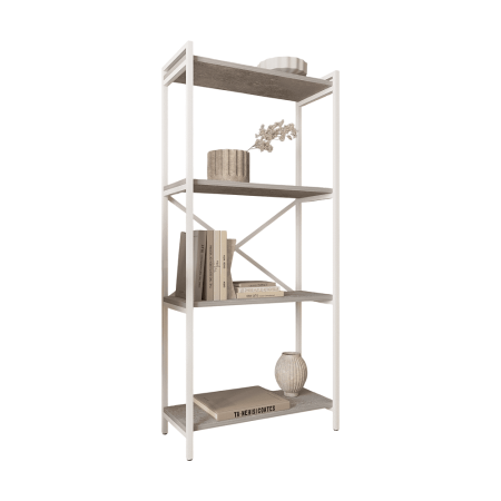 Стеллаж ALLERD RION белый муар, 675х300х1500, Бетон