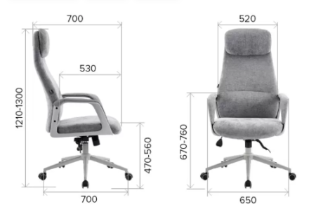 Кресло компьютерное EVERPROF Otto, Grey ткань, серый, металл, корпус серый