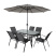 Комплект мебели садовой AksHome SUNBEAM (стол 1 шт, 6 кресел, зонт 1 шт), серый, черный