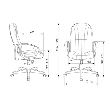 Кресло компьютерное Бюрократ T-898, экокожа, пластик, черный