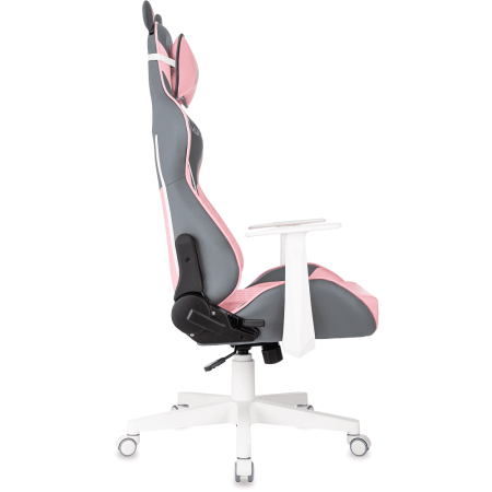 Кресло игровое Бюрократ Knight "Catzy", экокожа, пластик, серый, розовый