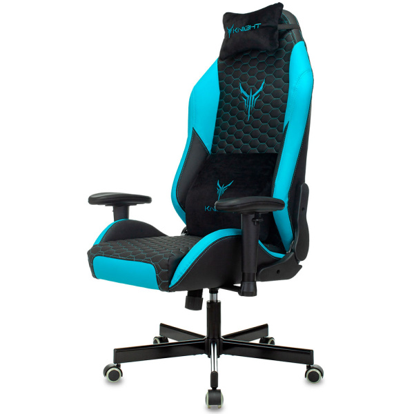 Игровое компьютерное кресло Knight Neon, черный/голубой Игровое компьютерное кресло Knight Neon, черный/голубой