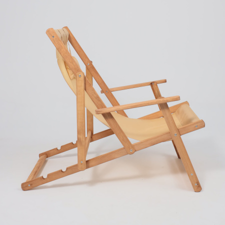 Кресло-шезлонг DYATEL с подлокотниками, ткань, бежевый, массив сосны